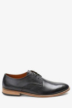 Load image into Gallery viewer, Black Contrast Sole Leather Derby Shoes - Allsport