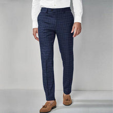 Load image into Gallery viewer, Blue Skinny Fit Check Suit: Trousers - Allsport