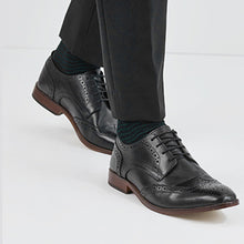 Load image into Gallery viewer, Black Regular Fit Contrast Sole Leather Brogues - Allsport