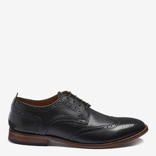Load image into Gallery viewer, Black Regular Fit Contrast Sole Leather Brogues - Allsport