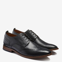 Load image into Gallery viewer, Black Regular Fit Contrast Sole Leather Brogues - Allsport