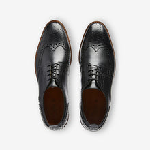 Load image into Gallery viewer, Black Regular Fit Contrast Sole Leather Brogues - Allsport