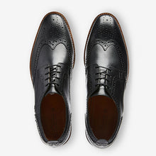 Load image into Gallery viewer, Black Regular Fit Mens Contrast Sole Leather Brogues