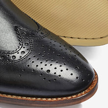 Load image into Gallery viewer, Black Regular Fit Contrast Sole Leather Brogues - Allsport