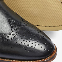 Load image into Gallery viewer, Black Regular Fit Mens Contrast Sole Leather Brogues