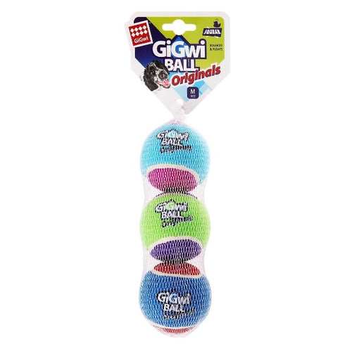 M size tennis ball 'GiGwi ball originals' (3pcs with different colour in one pack) D:6.35cm - Allsport