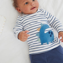 Load image into Gallery viewer, Baby 2 Pack Blue / White Stripe T-Shirt & Leggings Set (0mths-18mths) - Allsport