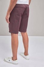 Load image into Gallery viewer, Burgundy Straight Fit Ditsy Print Belted Chino Shorts - Allsport