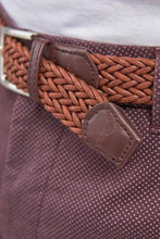 Load image into Gallery viewer, Burgundy Straight Fit Ditsy Print Belted Chino Shorts - Allsport