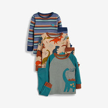 Load image into Gallery viewer, Teal / Blue Dino 3 Pack Snuggle Pyjamas (9mths-6yrs) - Allsport