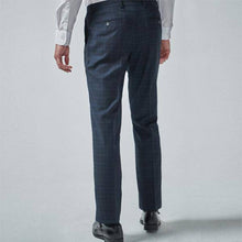 Load image into Gallery viewer, Navy/Black Tailored Fit Check Suit: Trousers - Allsport