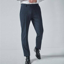 Load image into Gallery viewer, Navy/Black Tailored Fit Check Suit: Trousers - Allsport