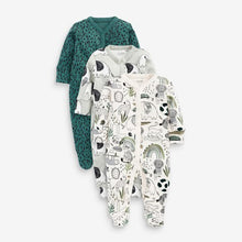 Load image into Gallery viewer, Green 3 Pack Multi Print Sleepsuits (0mths-12mths) - Allsport