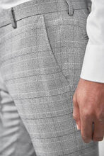 Load image into Gallery viewer, Light Grey / Blue Skinny Fit Check Suit: Trousers - Allsport