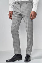 Load image into Gallery viewer, Light Grey / Blue Skinny Fit Check Suit: Trousers - Allsport