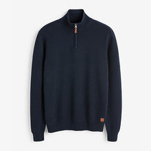 Load image into Gallery viewer, Navy Blue Next Cotton Premium Zip Neck Jumper