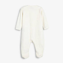 Load image into Gallery viewer, Ecru Giraffe Embroidered Velour Sleepsuit (0-6mths) - Allsport