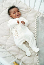Load image into Gallery viewer, Ecru Giraffe Embroidered Velour Sleepsuit (up to 18 months) - Allsport