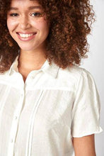 Load image into Gallery viewer, Ecru Short Sleeve Pintuck Blouse - Allsport