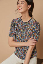 Load image into Gallery viewer, Ditsy Print Ruched Short Sleeve Top - Allsport
