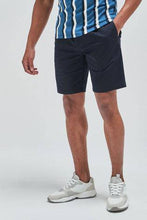 Load image into Gallery viewer, Navy Slim Pleat Stretch Chino Shorts - Allsport