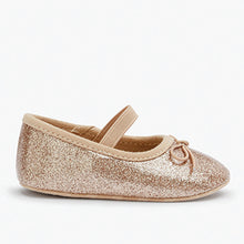 Load image into Gallery viewer, Gold Glitter Mary Jane Bow Baby Shoes (0-18mths) - Allsport