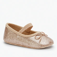 Load image into Gallery viewer, Gold Glitter Mary Jane Bow Baby Shoes (0-18mths) - Allsport