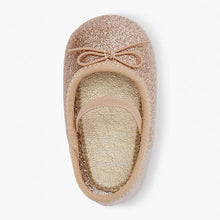 Load image into Gallery viewer, Gold Glitter Mary Jane Bow Baby Shoes (0-18mths) - Allsport