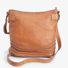 Load image into Gallery viewer, Tan Leather Stitch Bucket Bag - Allsport