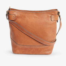 Load image into Gallery viewer, Tan Leather Stitch Bucket Bag - Allsport