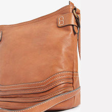 Load image into Gallery viewer, Tan Leather Stitch Bucket Bag - Allsport