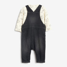 Load image into Gallery viewer, Dark Grey Lion Denim Baby Dungarees And Bodysuit Set (0mths-18mths) - Allsport