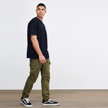 Load image into Gallery viewer, Green Khaki Slim Fit Cotton Stretch Cargo Trousers - Allsport