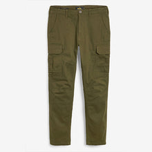Load image into Gallery viewer, Green Khaki Slim Fit Cotton Stretch Cargo Trousers - Allsport
