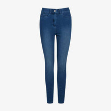 Load image into Gallery viewer, Dark Blue Fly Fasten Jersey Denim Leggings - Allsport