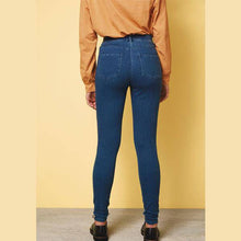 Load image into Gallery viewer, Dark Blue Fly Fasten Jersey Denim Leggings - Allsport