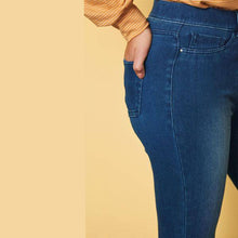 Load image into Gallery viewer, Dark Blue Fly Fasten Jersey Denim Leggings - Allsport