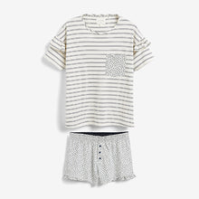 Load image into Gallery viewer, Navy Stripe Cotton Short Set Pyjamas - Allsport