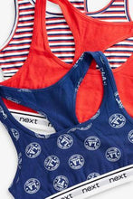 Load image into Gallery viewer, Red/Navy 3 Pack Slogan Racer Back Crop Tops - Allsport