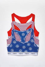 Load image into Gallery viewer, Red/Navy 3 Pack Slogan Racer Back Crop Tops - Allsport