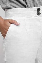 Load image into Gallery viewer, WHITE LINEN TAPER TROUSERS - Allsport