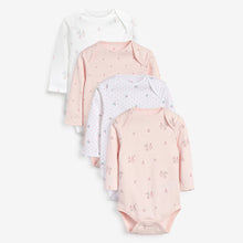 Load image into Gallery viewer, Pink 4 Pack Bunny Long Sleeve Bodysuits (0mths-18mths)