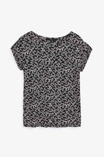 Load image into Gallery viewer, BLACK DITSY PRINT BOXY JERSEY T-SHIRT - Allsport