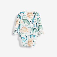 Load image into Gallery viewer, Baby 5 Pack Blue Dinosaur Long Sleeve Bodysuits (0mths-12mths) - Allsport