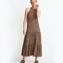 Load image into Gallery viewer, Brown Animal Halterneck Dress - Allsport