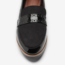 Load image into Gallery viewer, Black Forever Comfort® Brogue Detail Chunky Sole Forever Comfort Loafers