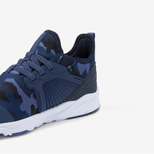 Load image into Gallery viewer, Blue Camo Elastic Lace Trainers (Older Boys)