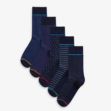 Load image into Gallery viewer, Navy Pattern Socks Five Pack - Allsport