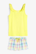 Load image into Gallery viewer, Yellow Check Broderie Rib Short Set - Allsport