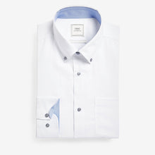 Load image into Gallery viewer, White/Blue Slim Fit Single Cuff Easy Iron Button Down Oxford Shirts 2 Pack